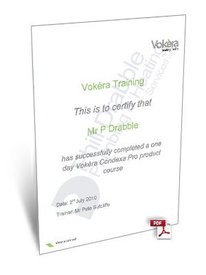 Vokera Training Certificate